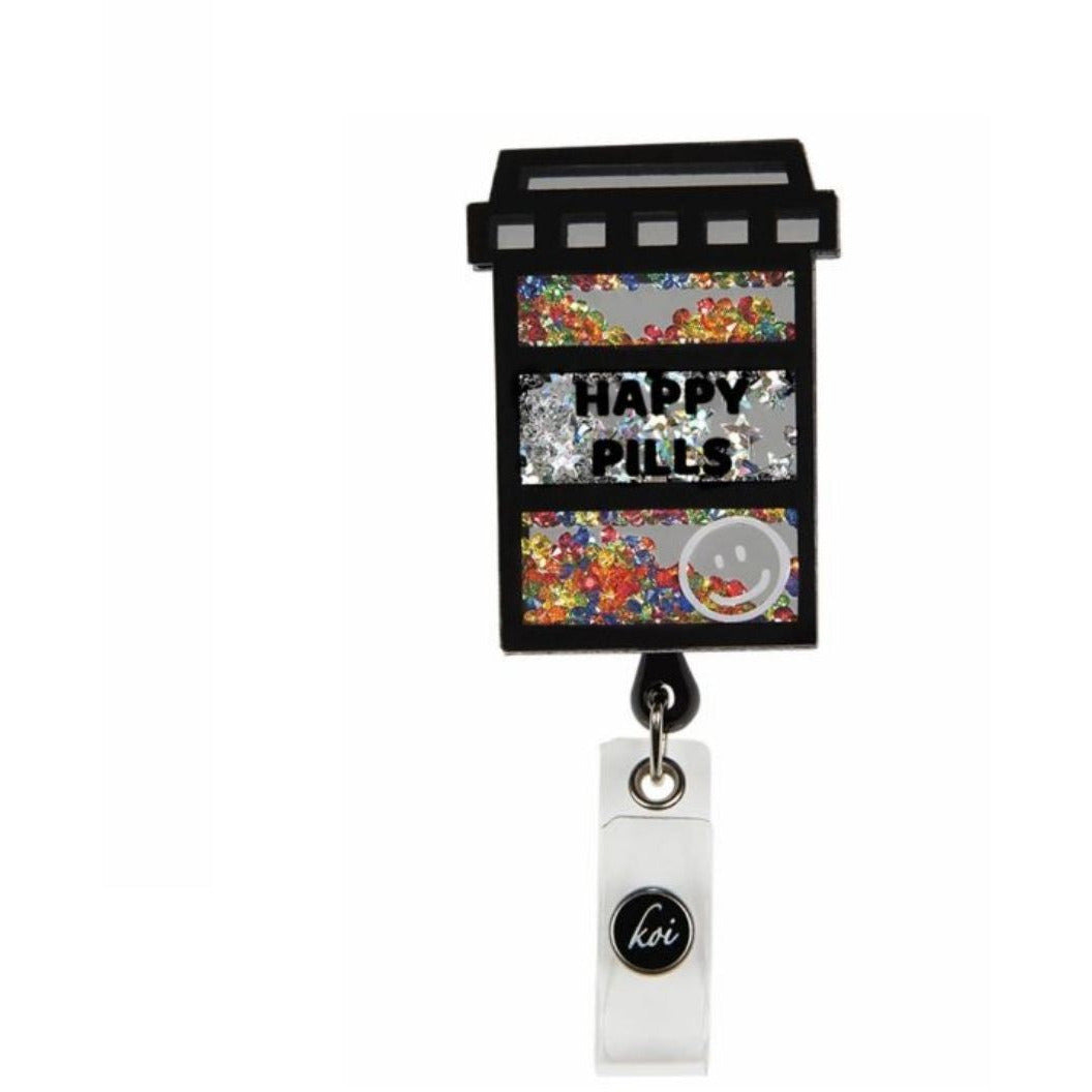 Retractable Badge Reel Happy Pills - Free shipping over $125