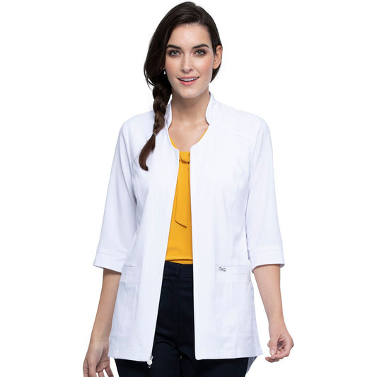 WHITE INFINITY ZIP FRONT TUNIC